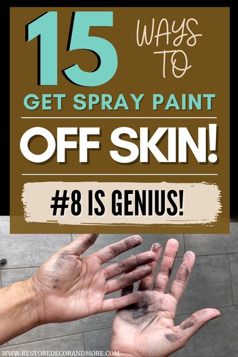 Spray painting is fun but it can be a pain when you get some on your SKIN! Check out 15 different ways to get spray paint off skin. So, how to get spray paint off skin? Some expected ways but also a few ways to get spray paint off hands that you never thought of! See how to get spray paint off fingers & the very best way to get spray paints off hands. we will show you how to get spray off of skin EASILY! Don't like chemicals? Plenty of ways on how to get spray paint off hands naturally. How To Remove Spray Paint From Skin, How To Get Spray Paint Off Skin, Spray Paint Tips, Spray Paint Plastic, Best Spray Paint, Spray Paint Projects, Spray Paint Can, Spray Paint Furniture, Field Paint