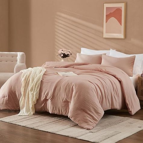 Amazon.com: WRENSONGE Comforter Full Size, 3 Piece Dusty Pink Soft Microfiber Full Size Comforter Sets(1 Fluffy Full Size Comforter with 2 Pillow Shams) - Warm Bedding Set Full suitable for All Seasons : Home & Kitchen Blush Pink Comforter, Mauve Bedding, Brown Comforter Sets, Brown Comforter, Full Size Comforter Sets, Warm Bedding, Bedding Pink, Full Size Comforter, Pink Comforter