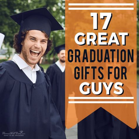 We tracked down the 17 best graduation gifts for guys to make your shopping easier! #graduationgifts #graduationgiftsforguys #gradgifts Graduation Gift Ideas College Men, High School Graduation Gifts For Guys, Masters Graduation Gift Ideas, Mens Graduation Gifts, College Graduation Gifts For Guys, Grad Gifts For Guys, Cheap Graduation Gifts, Graduation Gifts For Men, Masters Graduation Gift