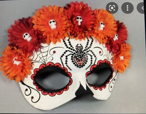 Spider Face, Day Of The Dead Mask, Day Of The Dead Party, Diy Kostüm, Costume Inspo, Sugar Skull Art, Skull Mask, Masks Art, Flower Skull