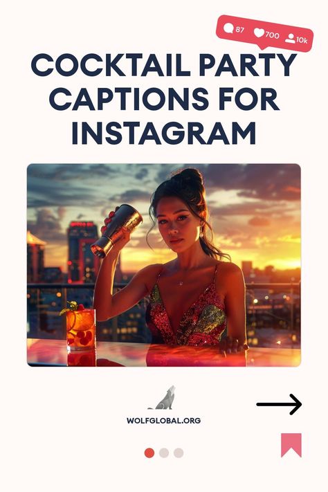 A woman preparing a cocktail at a rooftop bar during sunset with social media icons.
An invitation with playful cocktail-themed checklists and a prompt to get more.
Promotional graphic with a smiling woman using a laptop, for an Instagram engagement service. Party Instagram Captions, Night Captions, Party Captions, Sassy Captions, Caption For Boys, Ig Caption, Boozy Brunch, Instagram Men, Social Games