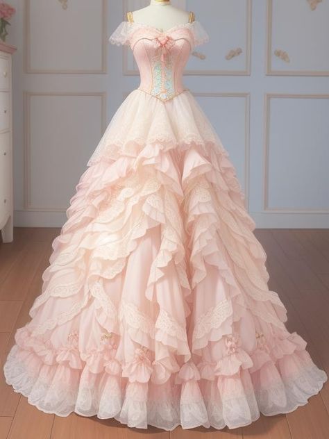 Pink Victorian Dress, 50 Style Dresses, Princess Dress Pink, Pink Princess Dress, Prince Clothes, Pink Ball Gown, Sparkle Wedding Dress, Pink Wedding Dress, Fantasy Dresses