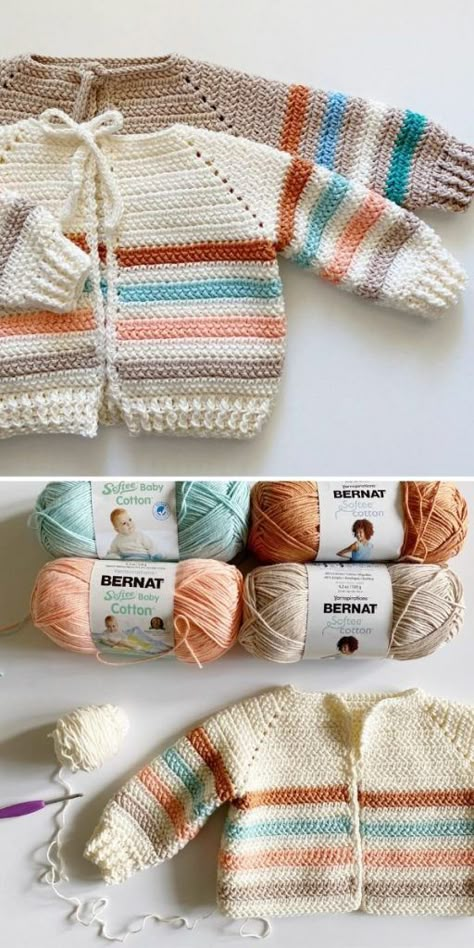 Crochet Baby Vest, Jaket Crochet, Crochet Children, Crochet Cardigan Tutorial, Crochet Baby Sweater Pattern, Crochet Baby Gifts, Newborn Crochet Patterns, Crochet Baby Sweaters, Baby Cardigan Pattern