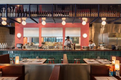 Chinese Restaurant Interior, Bao Restaurant, Glazed Ceramic Tile, American Diner, Diagram Architecture, Chinese Restaurant, Architecture Photo, Open Kitchen, Restaurant Interior