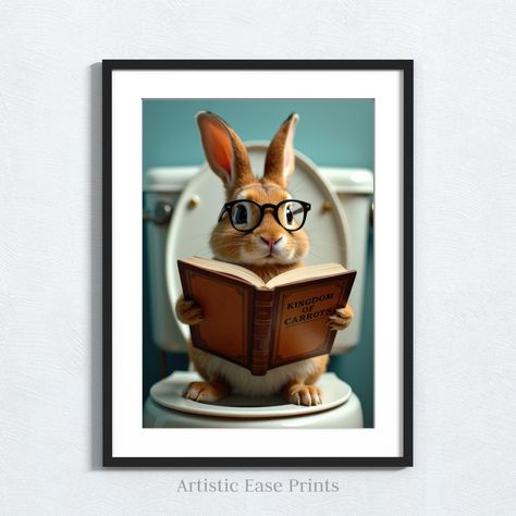 Funny Rabbit Toilet Bathroom Humor Sign, Animal Sitting in Toilet, Restroom Art Print, Fun Gifts Trendy Home Decor, Rabbit Lover Gift by ArtisticEasePrints on Etsy Animal Sitting, Toilet Art, Funny Rabbit, Toilet Bathroom, Rabbit Lover, Trendy Home Decor, Bathroom Humor, Fun Gifts, Trendy Home