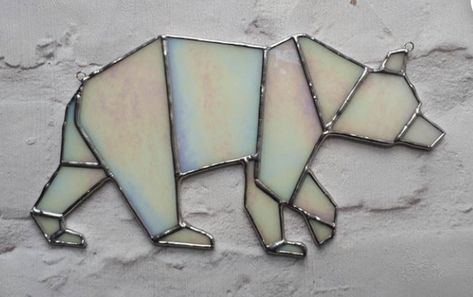 Stained Glass Teddy Bear, Black Bear Stained Glass Pattern, Stained Glass Bear, Stained Glass Moose, Stained Glass Animals Nature, Geometric Origami, Fused Glass Pendant Necklace, L'art Du Vitrail, Making Stained Glass