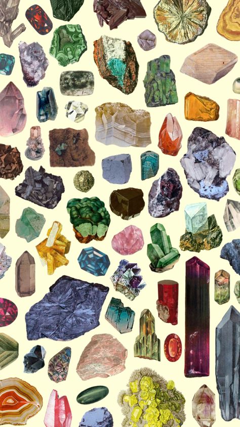 #crystals #gems Gem Stones Aesthetic, Crystal Photos, Gemstones Aesthetic Wallpaper, Aesthetic Crystal Wallpaper, Geology Wallpaper, Crystals Aesthetic Background, Gemstones Wallpaper, Crystal Collage, Crystals Vintage Poster