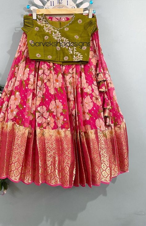 Pattu Lehanga Designs Latest, Pattu Lehanga Designs, Lehangas Designs, Pattu Lehenga For Kids, Lehenga For Kids, Pattu Lehenga, Kids Party Wear Dresses, Kids Dress Collection