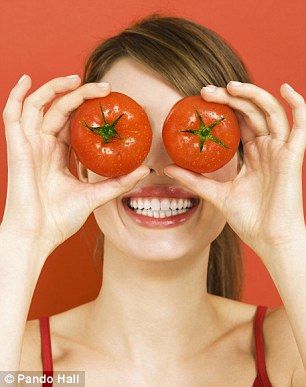 Foods to boost your eyes and beat eye problems | Daily Mail Online Pre Bridal Skin Care, Tomato Mask, Bridal Skin, Bridal Skin Care, Tomato Face, Lemon Face Mask, Oily Skin Remedy, Pre Bridal, Homemade Beauty Recipes