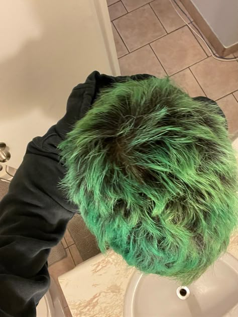 took me so long to master this method Hair Color Ideas Short Hair Men, Punk Buzzcut Men, Green And Black Hair Men, Mens Green Hair, Dyed Long Hair Men, Short Green Hair Men, Men With Green Hair, Green Dyed Hair Men, Hair Color Ideas Guys