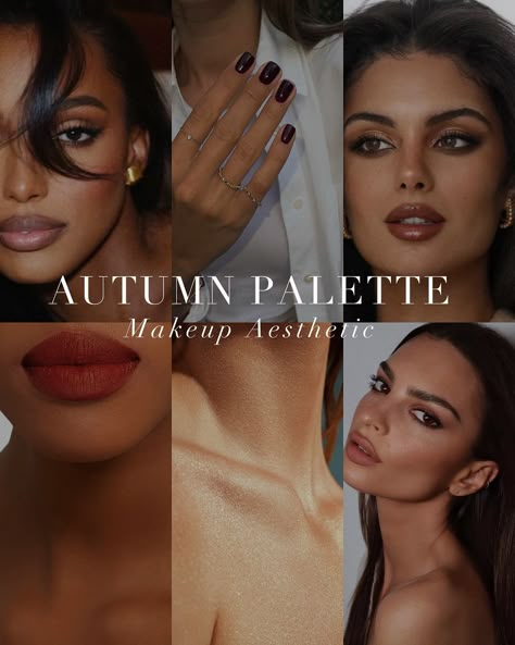 Autumn Palette Makeup, Warm Skin Tone Colors, Deep Autumn Makeup, Spring Makeup Looks, Deep Autumn Palette, Autumn Color Palette Fashion, Soft Autumn Palette, Stunning Eye Makeup, Autumn Skin