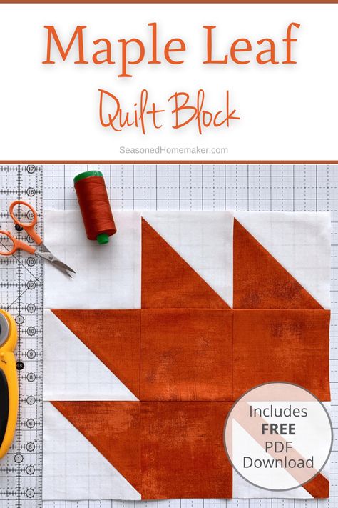 Maple Leaf Quilt Block, Leaf Quilt Block, Maple Leaf Quilt, Quilting Easy, Beginner Quilting Projects, Leaf Quilt, Fall Quilt Patterns, Panel Quilt Patterns, Fabric Panel Quilts