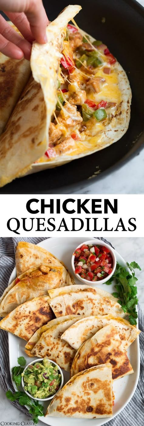 The best Mexican food recipes easy dinners: Quesadilla Recipes Chicken Easy, Quesadilla Recipes Chicken Mexican | Image © Cooking Classy| Traditional Mexican food recipes authentic Hispanic kitchen. Looking for delicious Mexican food recipes chicken main dishes or even Mexican food recipes authentic dinners? These are perfect for Cinco de mayo party food and as regular Mexican food recipes easy weeknight meals #mexicanfoodrecipes #mexicanfood #easy #mexican #recipes #chicken #quesadilla #dinner Ultimate Quesadilla, Loaded Chicken, Mexican Comfort Food, Future Chef, Quesadilla Recipe, Quesadilla Recipes, Comfort Food Recipes Dinners, Chicken Quesadillas, Easy Comfort Food