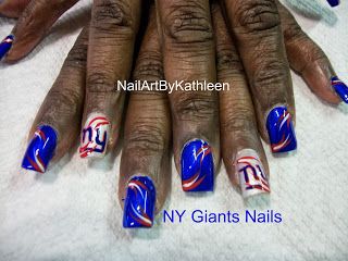 Giants Nails, Nails Football, Football Nail Art, Ny Nails, Toenail Art, Football Nails, New York Giants Logo, Only Ny, Giants Logo