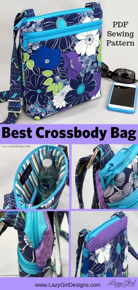 Want to keep your things safe and organized then Lexi Carryall cross-body bag is your girl. She carries all you really need and keeps your belongings safe, secure, and tidy. #LazyGirlDesigns #CrossbodyBag #LazyGirlDesigns #LazyGirlBag #LexiCarryall #Zipper #Zippers #ShoulderBag #LazyGirlInterfacing #ZipperBag #DontFearZippers #Sewing #ZipperedBagpattern #sew Cross Body Bag Pattern Free, Lazy Girl Designs, Clutch Tutorial, Bag Sewing Pattern, Best Crossbody Bags, Sew Ins, Beginner Sewing Projects Easy, Bag Sewing, Lazy Girl