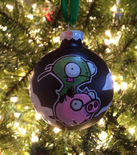 Invader Zim / Gir ornament front (1 of 2) By K.D. Aiardo Invader Zim Christmas, Invader Zim Gir, Mexico Christmas, Zim Gir, Invader Zim, Happy Valentine's Day, Happy Valentine's, Happy Valentines Day, Happy Valentine