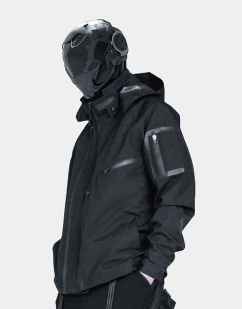 Tactical Jacket with Hood - Anagoc Futuristic Minimalism, Futuristic Streetwear, Techwear Ninja, Tactical Hoodie, Black Techwear, Cyberpunk Jacket, Techwear Cyberpunk, Techwear Jacket, Black Wear