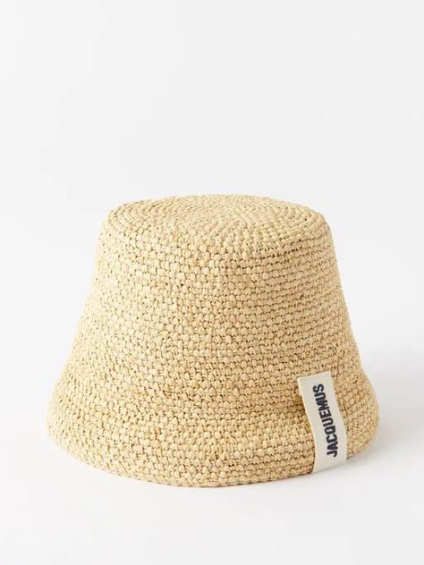 MATCHES: JACQUEMUS Bob raffia bucket hat… Capri Summer, Raffia Bucket Hat, Raffia Hat, Pixel Crochet, Canvas Jacket, Sun Hats For Women, Crochet Hat, Beach Wears, Summer Hats