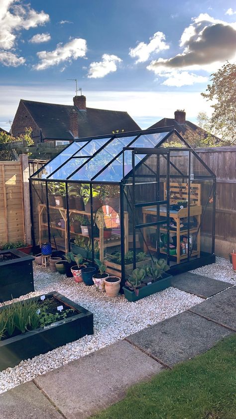 Our snug 6x4ft greenhouse is absolutely perfect for our smaller space. Metal Greenhouse, Snug Ideas, Small Greenhouse, Architecture Drawing Art, Raised Beds, Amazing Architecture, Drawing Art, Architecture Drawing, Black Metal