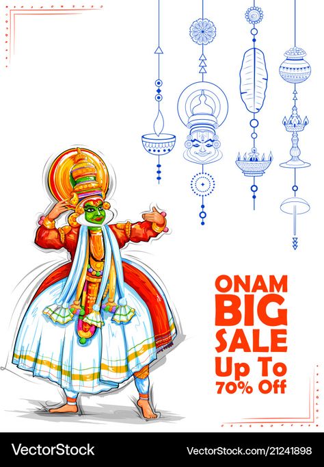 South India Illustration, Onam Illustration, Kerala Illustration, Promotion Background, Onam Festival, India Kerala, Happy Onam, South India, Kerala