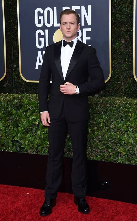 Taron Egerton from Golden Globes 2020 Red Carpet Fashion Gold Red Carpet Looks, Quinta Brunson Red Carpet, Bella Hadid Red Carpet, Red Carpet Dresses Long, Selena Gomez Red Carpet, Taron Egerton 2022, Taron Egerton Red Carpet, Golden Globes 2020, Celebrity Dresses Red Carpet