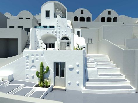 Plaster Facade, White Interior Design Luxury, White Concrete House, Interior Design Mediterranean, Island Architecture, Luxury Houses Entrance, Resort Interior Design, Greek Decor, Resort Interior