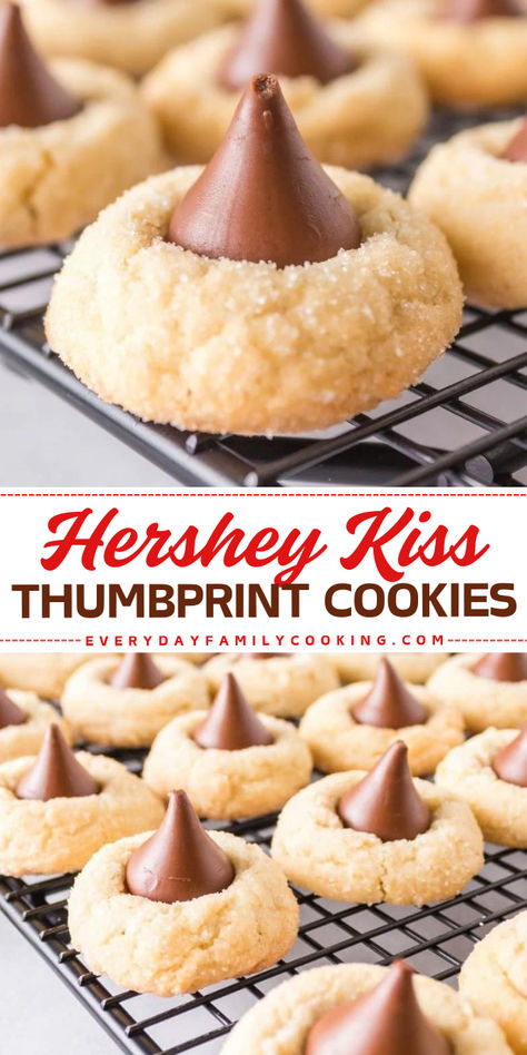 This easy hershey kiss cookie recipe makes the best Christmas cookies! Learn how to make the best shortbread cookies that are buttery and paired with a Hershey kiss to create an instant classic. Make this a staple in your holiday baking! Snickerdoodle Hershey Kiss Cookies, Cookies With The Hershey Kiss, Tag Along Cookie Recipe, Peanut Cookies With Hershey Kiss, Hersheys Thumbprint Cookies, Thumbprint Cookies Recipe Cream Cheeses, How To Make Christmas Cookies Recipe, Easy Cookie Press Cookies, Delicious Easy Cookie Recipes