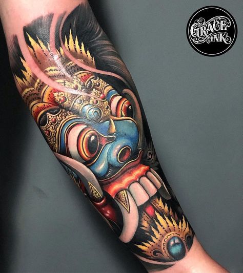 Barong Tattoo, Forearm Tats, Tato 3d, Celtic Tattoos For Men, Balinese Tattoo, Barong Bali, Armband Tattoos For Men, Tatoo Styles, P Tattoo