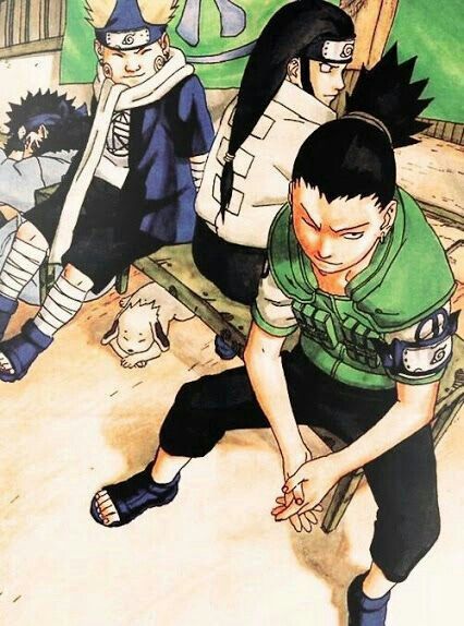 Kiba, Akamaru, Shikamaru, Choji, Neji; Naruto Neji Naruto, Kiba And Akamaru, Nara Shikamaru, Naruto And Shikamaru, Kid Naruto, Shikamaru Nara, Neji Hyuga, Team 10, Masashi Kishimoto