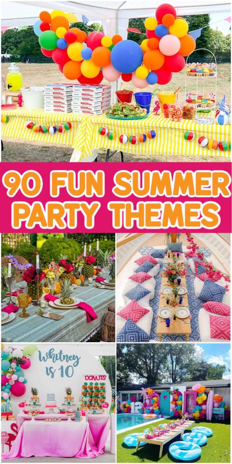 Fun In The Sun Birthday Party, Pool Party Birthday Ideas, Party Themes Summer, Summer Pool Party Ideas, Summer Birthday Themes, Summer Kids Party, Pool Party Summer, Shark Themed Party, Pool Party Themes