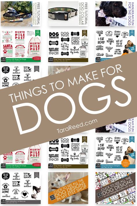 Lots of ideas of things to sew for dogs, gifts to make dog lovers with dog svg Cricut files, dog bandana tutorial and more. Let's show our love for dogs with a round up of dog themed projects for both dogs and humans alike! Dog Accessories Sewing Patterns, Cricut Projects For Dogs, Dog Items To Make And Sell, Things To Sew For Dogs, Sew For Dogs, Dog Gifts Diy, Sewing For Dogs, Cricut Dog Projects, Dog Crafts To Sell