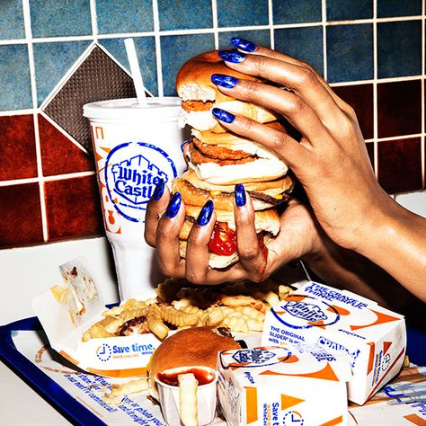 Amy-lombard-itsnicethat-6 Burger Shoot Ideas, 90s Fast Food, Food Photoshoot, Hands Holding, Foods To Avoid, 21 Day Fix, French Fries, Baking Ingredients, Junk Food