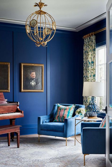 WarehouseInteriors Warehouse Interior, Classic Blue Pantone, Fine Paints Of Europe, Pantone 2020, Dark Paint Colors, Dark Blue Walls, Dark Interiors, Interior Paint Colors, Blue Rooms