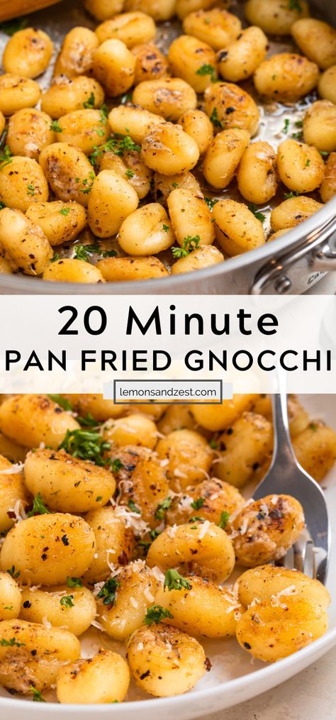 Gnocchi Recipes Butter, Gnocchi Sides Recipes, Toasted Gnocchi Recipes, Steak And Gnocchi Easy Dinners, Garlic Parmesan Gnocchi, Creamy Lemon Gnocchi, Pan Fried Gnocchi With Chicken, Gnocchi Recipes Side Dish, Homemade Gnocchi Recipes Easy