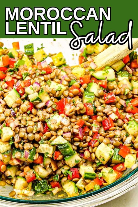 Healthy Lentil Salad, Mediterranean Lentil Salad, Moroccan Lentil, Healthy Lunch Salad, Lentil Salad Recipes, Winter Salad Recipes, Vegetarian Salad, Lunch Salad, Quick Salads