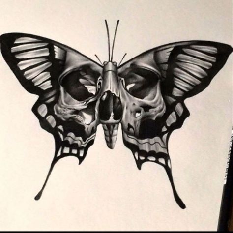 Scary Heart Tattoo, Black And Grey Throat Tattoo, Deathshead Moth Art, Moth Skull Drawing, Skullerfly Tattoo, Deathmoth Skull Tattoo, Deathmoth Design Tattoo, Skull Butterfly Drawing, Butterfly With Skull Tattoo