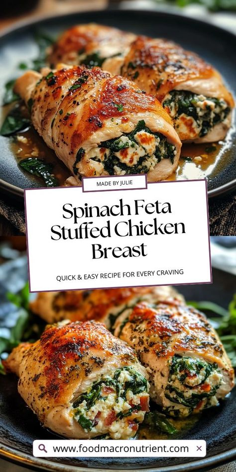 Discover the ultimate comfort food with these spinach feta stuffed chicken breasts! Tender and juicy, each bite reveals a rich filling that’s both nutritious and satisfying. Ideal for a wholesome family dinner or a romantic night in! Spinach Feta Chicken, Feta Stuffed Chicken, Feta Stuffed Chicken Breast, Stuffed Chicken Breast Spinach, Stuffed Chicken Breasts, Feta Chicken, Stuffed Chicken Breast, Spinach Feta, Weeknight Dinner Recipes Easy