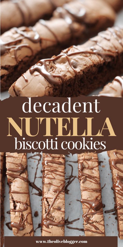 Irresistible Nutella Chocolate Biscotti Recipe - The Olive Blogger Nutella Biscotti, Nutella Drizzle, Best Biscotti Recipe, Chocolate Biscotti Recipe, Chocolate Biscotti, Dreamy Christmas, Xmas Recipes, Italian Cookie, Italian Cookie Recipes