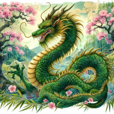 Wood Dragon, Nightmare Before Christmas Wallpaper, Yin Yang Art, Sea Life Art, Asian Dragon, Happy Lunar New Year, Dragon Illustration, Fantasy Beasts, Tattoo Cover-up