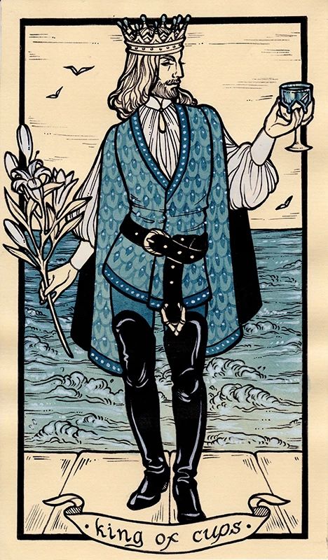 Fyodor Pavlov Tarot, Fyodor Pavlov, Tarot Card Artwork, King Of Cups, Vintage Tarot Cards, Cup Tattoo, Cups Tarot, Vintage Tarot, Alchemic Symbols