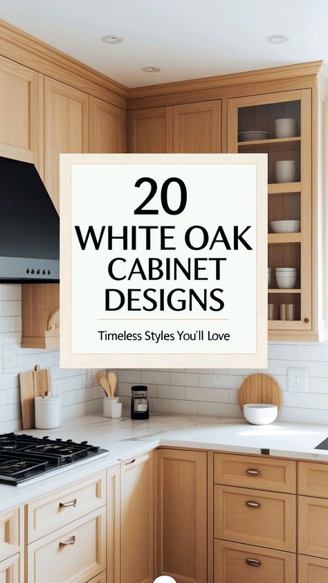 Dreaming of a timeless kitchen? White oak cabinets add warmth, sophistication, and a natural touch to any space. Explore these 20 must-see designs! Kitchen White Oak Cabinets, Kitchen White Oak, Oak Kitchen Cabinet, White Oak Cabinets, White Oak Kitchen, Cabinet Designs, Timeless Kitchen, Kitchen White, Oak Kitchen