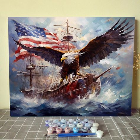 Amazon.com: Tucocoo Celebrate American Flag Paint by Number for Adults Beginner Flying Eagle Paint Kits Canvas Gifts Arts Crafts for Home Decor Hanging Painting Decoration Modern Wall Art 16x20inch Frameless American Flag Painting, Eagle Painting, Sea Eagle, Flag Painting, Studio Office, Handmade Hanging, Painting Painting, Canvas Gift, Canvas Decor