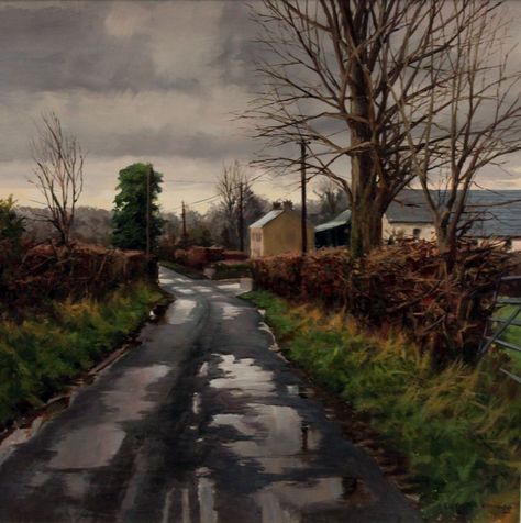 Winter Road by Eugene Conway | Irish Art at Gormley's Fine Art - Irish Art, Gallery, Irish Artists, Northern Ireland Irish Wake, Irish Paintings, Ireland Painting, Aesthetic Oil Painting, Winter Road, Visit Ireland, Irish Art, Painting Gallery, Wall Art Ideas