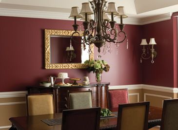 Red Dining Room Ideas - Red Dining Room Wall Paint Colors & Ideas. I love the colors in this dinning room. There is step by step instruction how to do and paint colors. Maroon Living Room, Better Conversations, Rounded Table, Burgundy Living Room, Burgundy Walls, Red Dining Room, Dining Room Paint Colors, Pink Lamp, Dining Room Paint