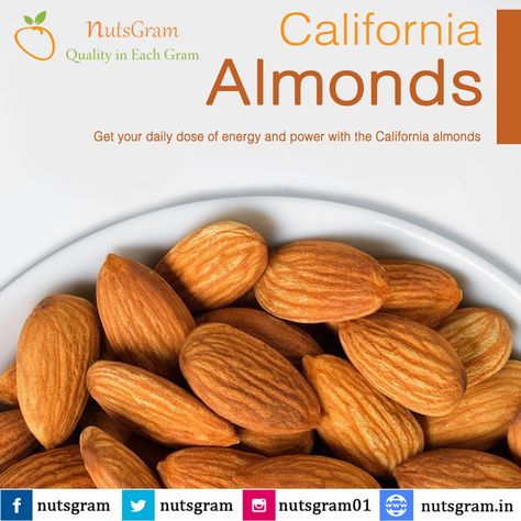 Get your daily dose of #energy and #power with the california almonds ! Order Now at 9278271010 !! #Nutsgram #almonds #californiaalmonds #dryfruits #nuts #premiumquality #cashondelivery California Almonds, Daily Energy, Dry Fruits, Dried Fruit, Daily Dose, Order Now, Nuts, Almond, California