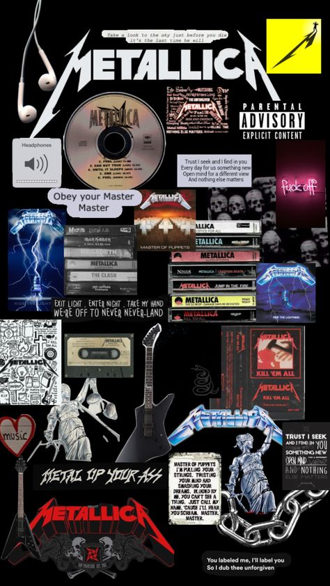 #metallica Metallica Wallpapers, Metallica Lyrics, Rock Collage, Collage Photo Frame Design, Metallica Logo, Metallica Art, Snake Wallpaper, Alphabet Symbols, 80s Rock