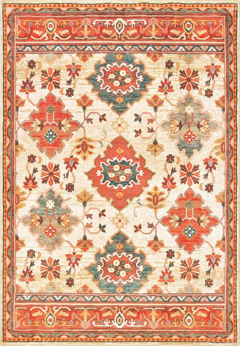 Oriental Weavers Toscana 9570A Ivory Transitional Rug Updated Traditional, Unique Color Combinations, Rug Direct, Neo Traditional, Area Rug Runners, Orange Area Rug, The Bohemian, Transitional Rugs, Orange Rugs