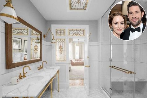 , Celebrity Bathrooms, Aesthetic Bathroom Decor, Nyc Townhouse, Brooklyn House, 20 Aesthetic, Brooklyn Brownstone, Aesthetic Bathroom, Park Slope, John Krasinski