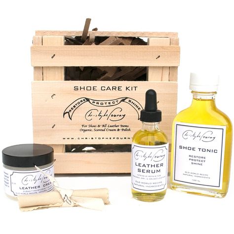 Shoe Care Kit by Christophe Pourny - For Him - Gift Guide Porch Accessories, Shoe Care Kit, Reupholster Furniture, Durable Furniture, Natural Cream, Care Kit, Furniture Care, World Recipes, Furniture Restoration