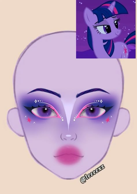 Rarity Makeup, Twilight Sparkle Makeup, My Little Pony Makeup, Mlp Makeup, Twilight Sparkle Hair, Makeup Template, Twilight Sparkle Cosplay, Makeup Looks For Halloween, Twilight Makeup